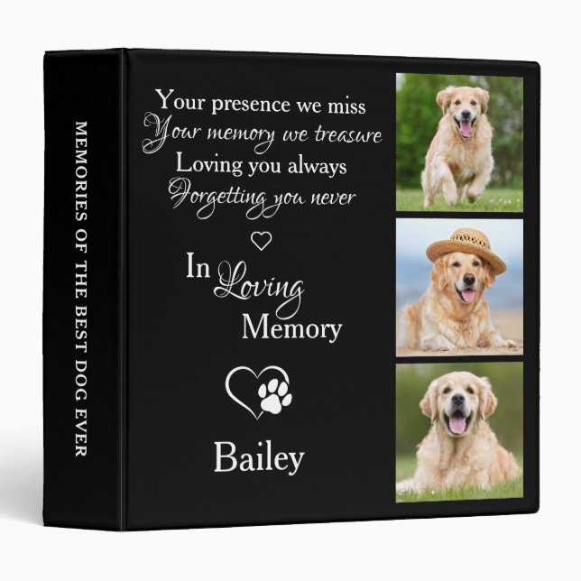 In Loving Memory Pet Memorial Photo Album Binder (Front/Spine)