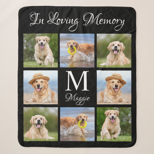 In Loving Memory Pet Memorial Photo Collage Sherpa Blanket (Front)