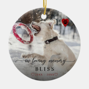 In Loving Memory Pet Photo Paw Print Monogram Ceramic Ornament