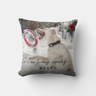 In Loving Memory Pet Photo Paw Print Monogram Throw Pillow
