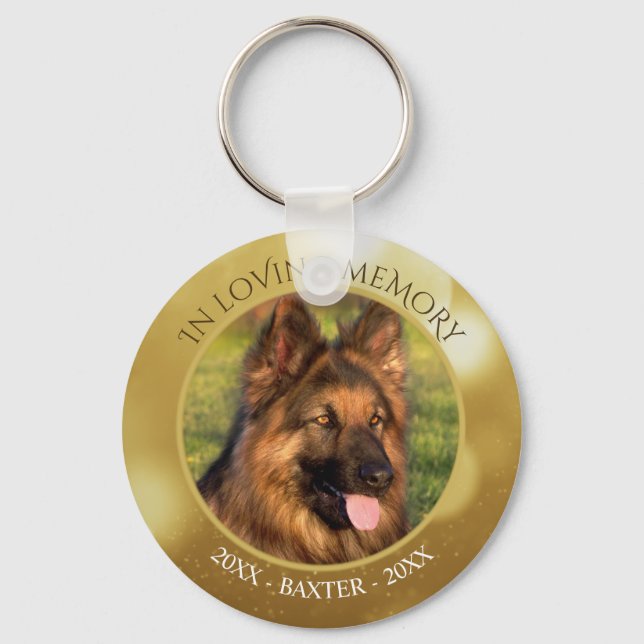 IN LOVING MEMORY Pet Photo Personalized Memorial Keychain (Front)