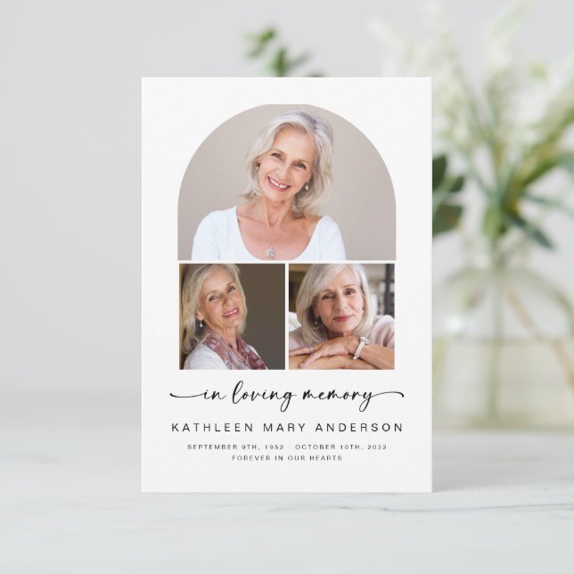 In Loving Memory | Photo Arch Funeral Sympathy  Thank You Card (Standing Front)