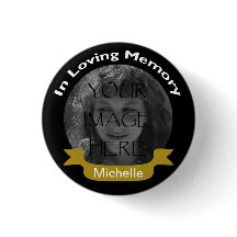 In Loving Memory Photo Black/Gold Button