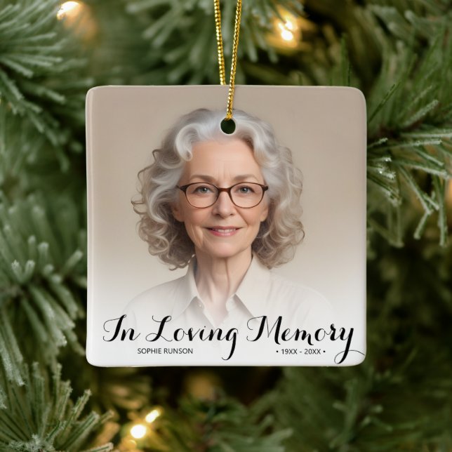 In Loving Memory Photo Christmas  Ceramic Ornament (Tree)