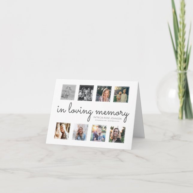 In Loving Memory Photo Collage Funeral Thank You Card (Front)