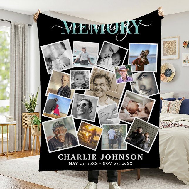 In Loving Memory Photo Collage Memorial Fleece Blanket (Creator Uploaded)