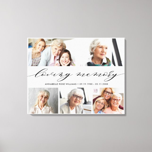 In Loving Memory Photo Collage Memorial Keepsake   Canvas Print (Front)