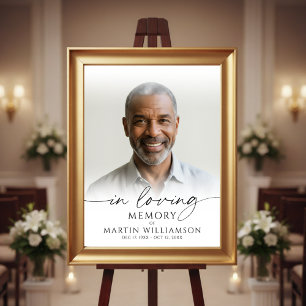 In Loving Memory Photo Elegant Script Funeral Poster