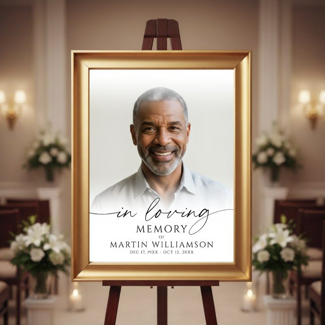 In Loving Memory Photo Elegant Script Funeral Poster (Creator Uploaded)