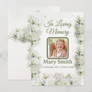 In Loving Memory Photo Floral Cross Card