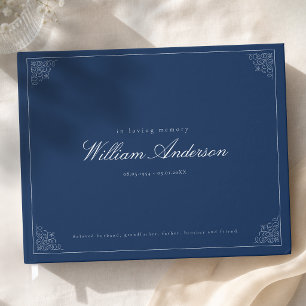 In Loving Memory Photo Funeral Blue Guest Book