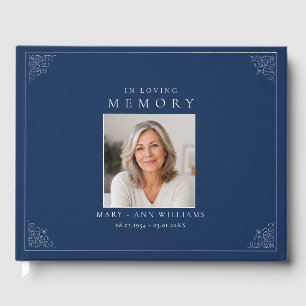 In Loving Memory Photo Funeral Blue Guest Book