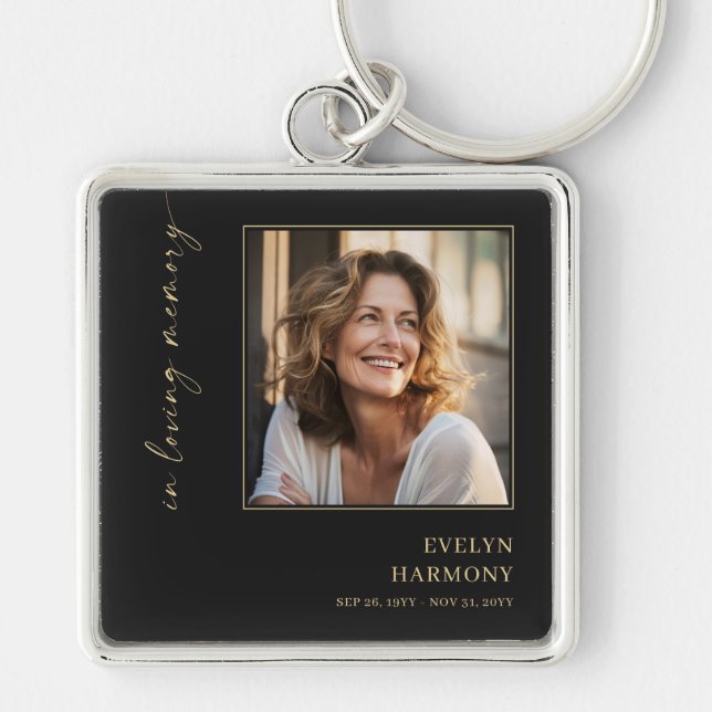 In Loving Memory Photo Funeral Memorial Keychain (Front)