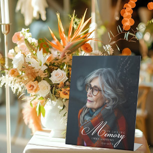 "In Loving Memory" Photo Funeral Memorial Pedestal Sign