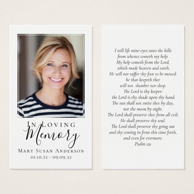 In Loving Memory Photo Funeral Prayer Card (Front & Back)