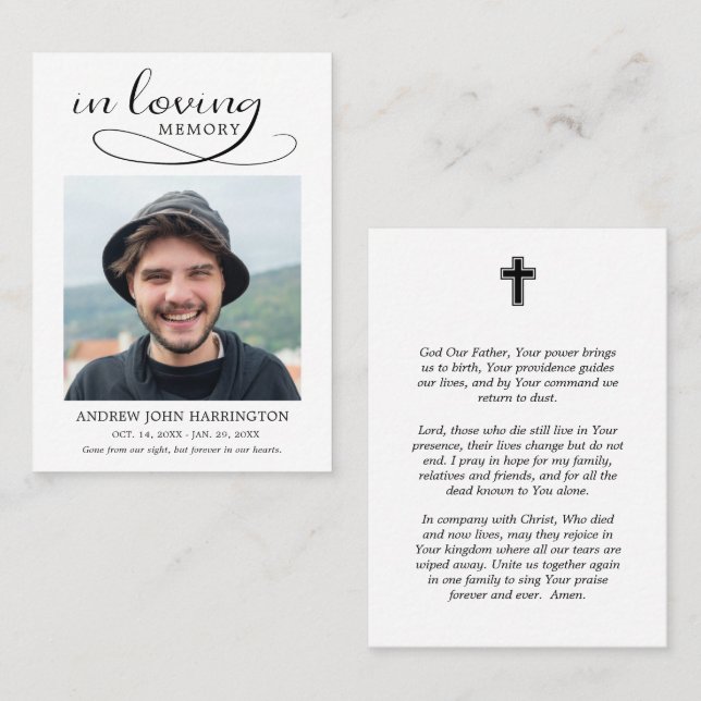 In Loving Memory Photo Funeral Prayer Card (Front/Back)