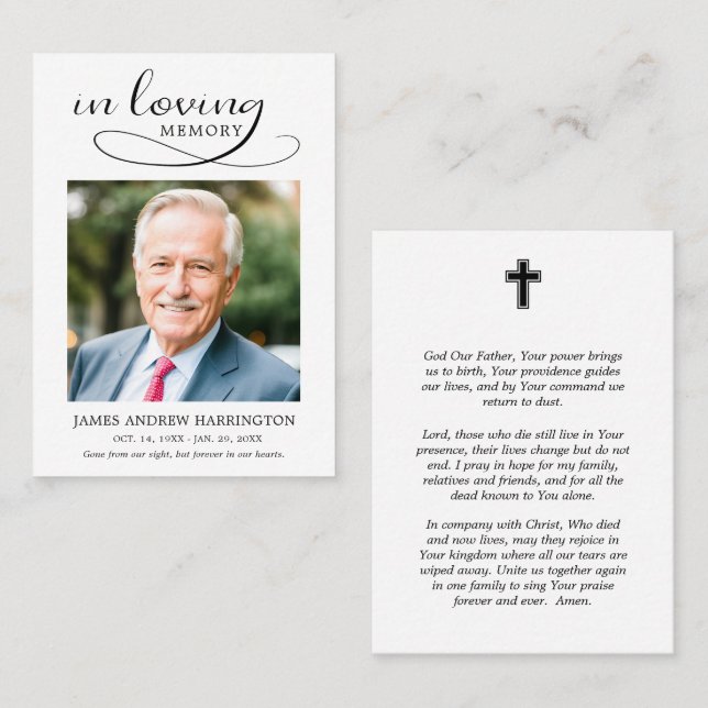 In Loving Memory Photo Funeral Prayer Card (Front/Back)