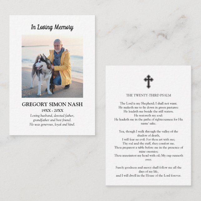 In Loving Memory Photo Funeral Prayer Card (Front/Back)