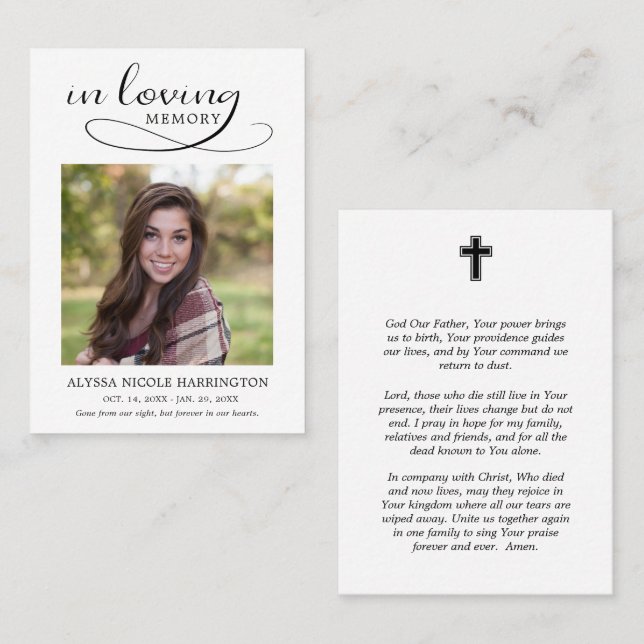 In Loving Memory Photo Funeral Prayer Card (Front/Back)