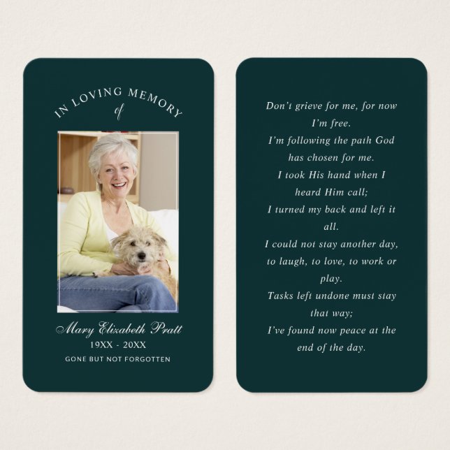 In Loving Memory Photo Funeral Prayer Card (Front & Back)