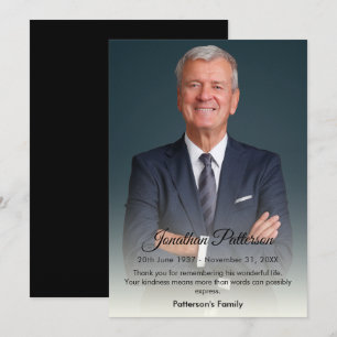 In Loving Memory Photo Funeral Sympathy Thank You  Card