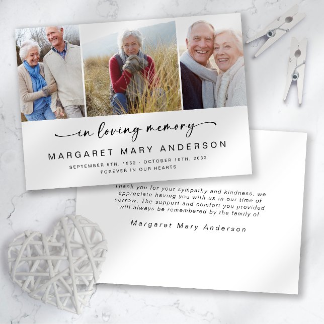 In Loving Memory Photo Funeral Sympathy Thank You Card (Creator Uploaded)