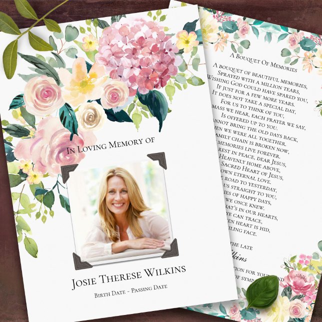 In Loving Memory Photo Funeral Thank You Card (In Loving Memory Celebration of Life Floral Memorial Sympathy Funeral Thank You Card)