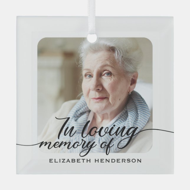 In Loving Memory Photo  Glass Ornament (Front)
