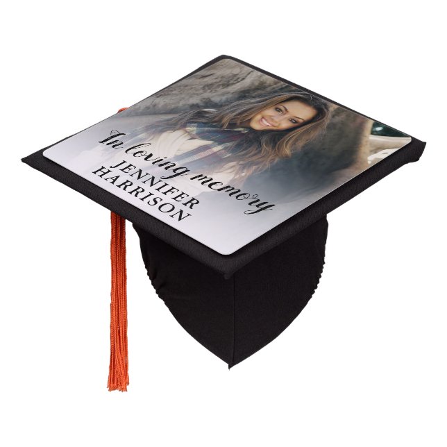 In loving memory photo graduation cap topper (Angled)