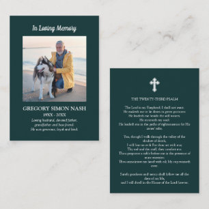 In Loving Memory Photo Green Funeral Card