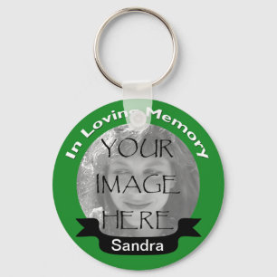 In Loving Memory Photo Green Key Chain