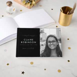 In Loving Memory Photo Heart Script Funeral Foil Guest Book