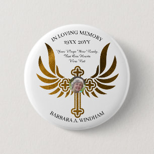 In Loving Memory Photo Keepsake Cross with Wings K 2 Inch Round Button