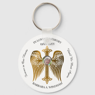 In Loving Memory Photo Keepsake Cross with Wings K Keychain