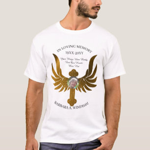 In Loving Memory Photo Keepsake Cross with Wings T-Shirt