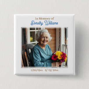 In Loving Memory   Photo Memorial 2 Inch Square Button