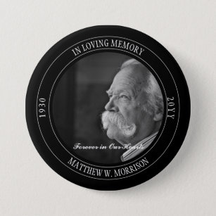 In Loving Memory Photo Memorial   Funeral Black 3 Inch Round Button