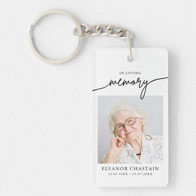 In Loving Memory Photo Memorial Funeral keepsake Keychain (Front)