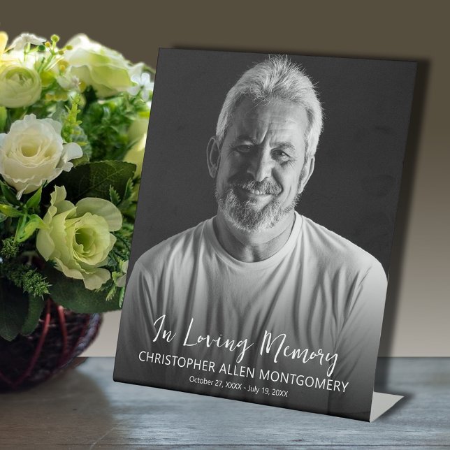 In Loving Memory Photo Memorial Funeral Pedestal Sign (In Loving Memory Photo Memorial Funeral Pedestal Sign, choose from several sizes available.)