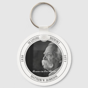 In Loving Memory Photo Memorial   Funeral White Keychain