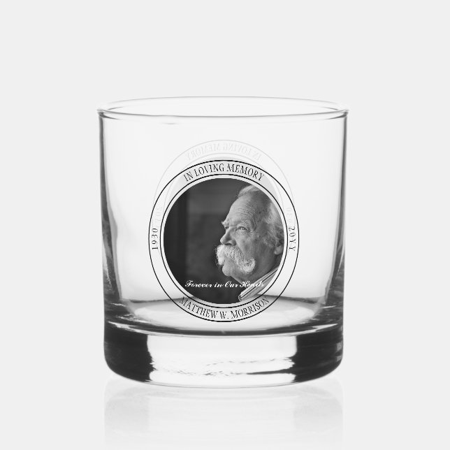 In Loving Memory Photo Memorial | Funeral White Whiskey Glass (Front)