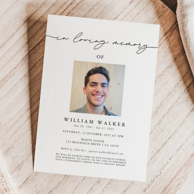 In Loving Memory Photo Memorial Service Funeral Invitation (Creator Uploaded)