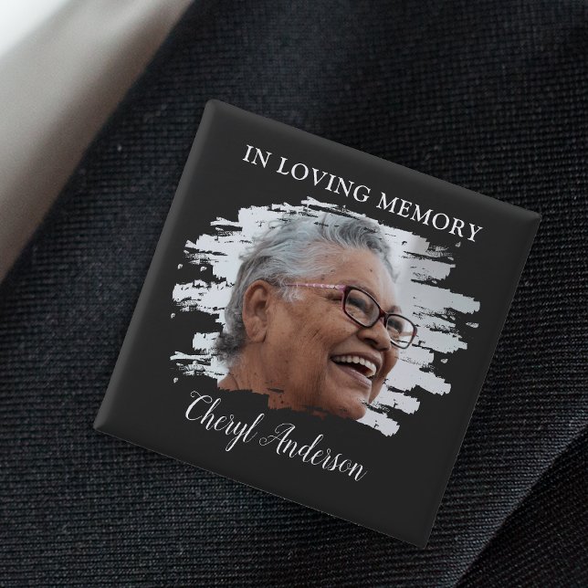 In Loving Memory | Photo Memorial T-Shirt 2 Inch Square Button (Creator Uploaded)