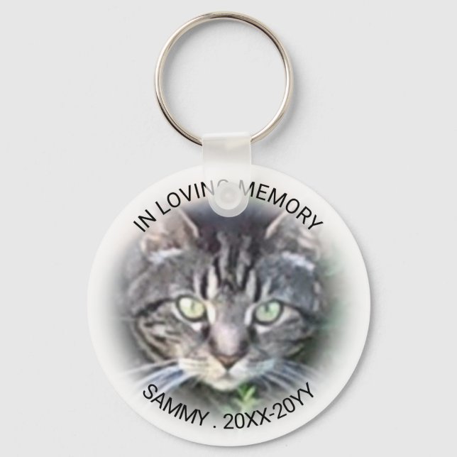 In Loving Memory Photo Name Cat Dog Pet Memorial Keychain (Front)