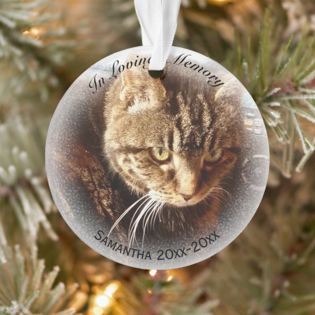 In Loving Memory Photo Name Cat Dog Pet Memorial Ornament (Tree)