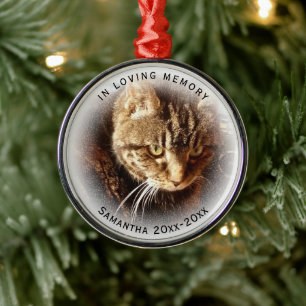 In Loving Memory Photo Name Cat Dog Pet Premium Metal Ornament