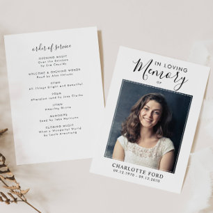 In Loving Memory Photo Order of Service Memorial Program