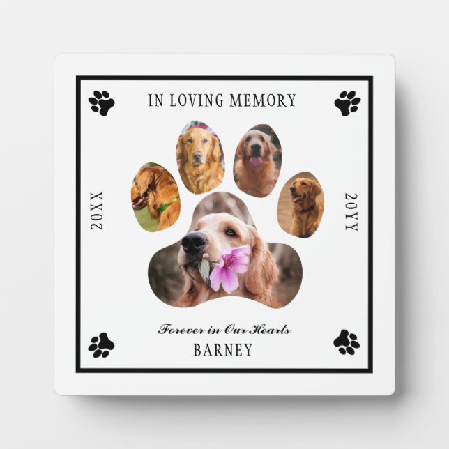 In Loving Memory Photo Pet Memorial -  White Black Plaque (Front)