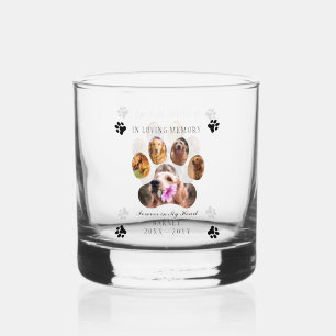 In Loving Memory Photo Pet Memorial - White Black Whiskey Glass