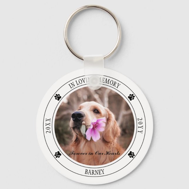 In Loving Memory Photo Pet Memorial - White Keychain (Front)